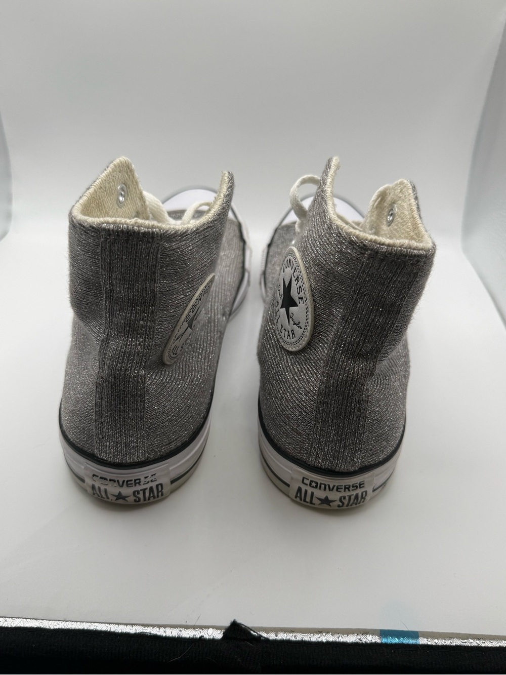Converse High Top Sneakers in Metallic Gray and White - Picture 6 of 10